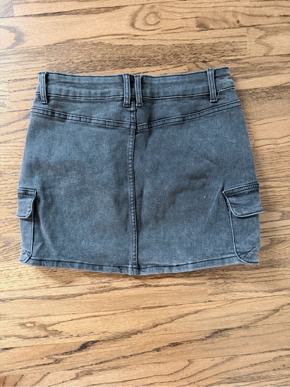 Black/Gray Cargo Pocket Denim Mini Skirt - Picture 2 of 3